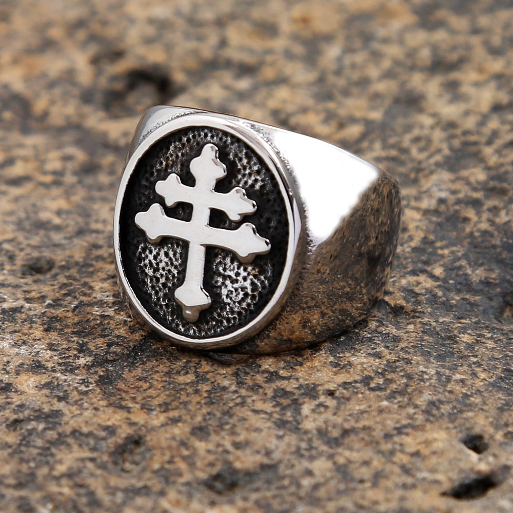 Classic Lorraine Cross Signet Ring for Men