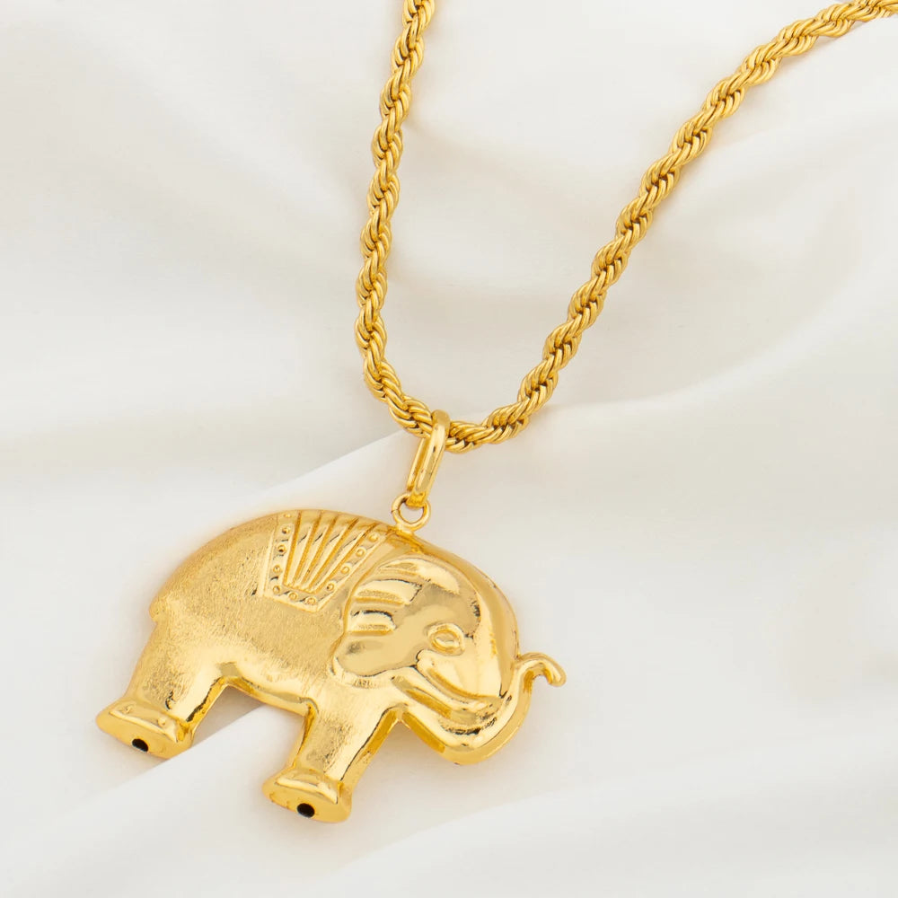 Copper Gold Plated Earrings Necklace Dollars Elephant Pendant