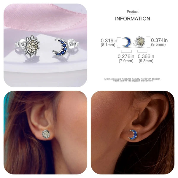 1PC Stud Earrings Silver Plated For Women Sparkling Zircon Fashion Jewelry Gift