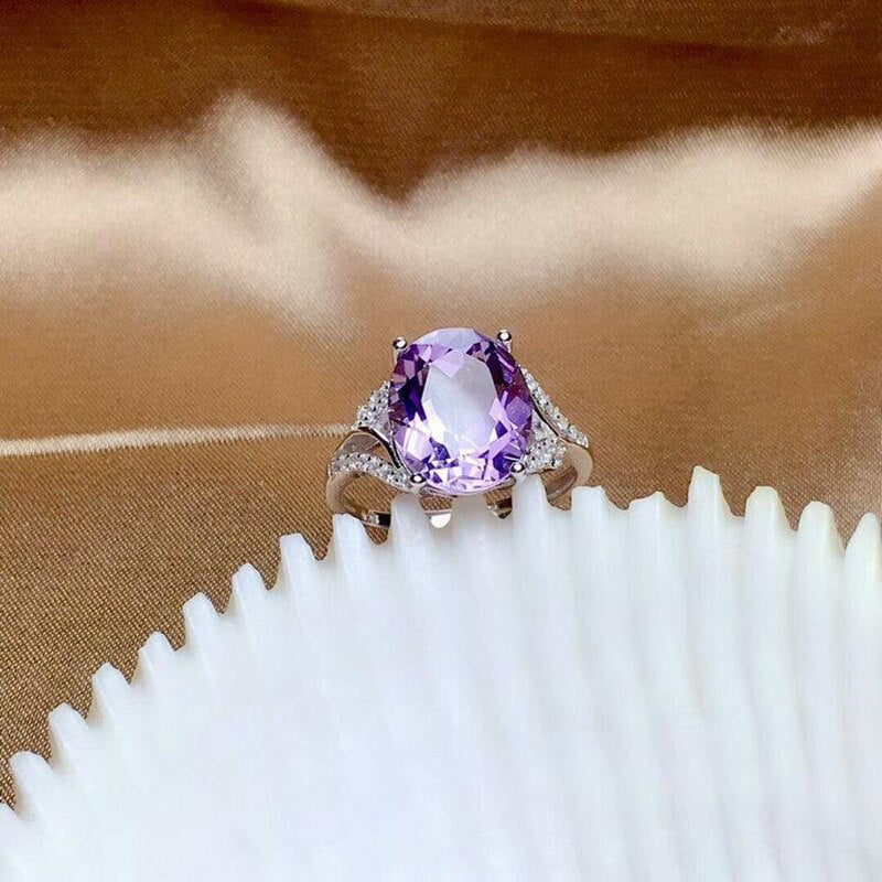 Original design diamond amethyst ladies ring