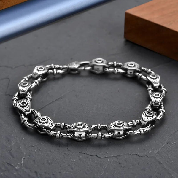 Silver Color Trendy Men and Women's Rattan Grass Pattern Bracelet