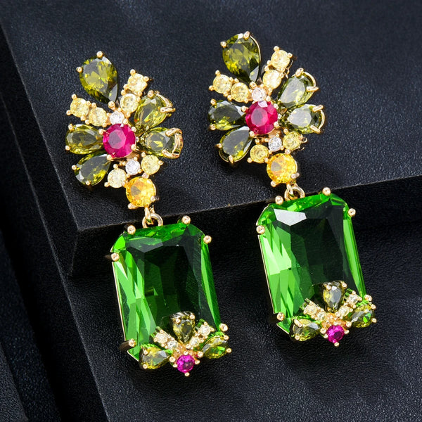 New Original Colorful Candy CZ Earrings for Women Wedding Holiday Party