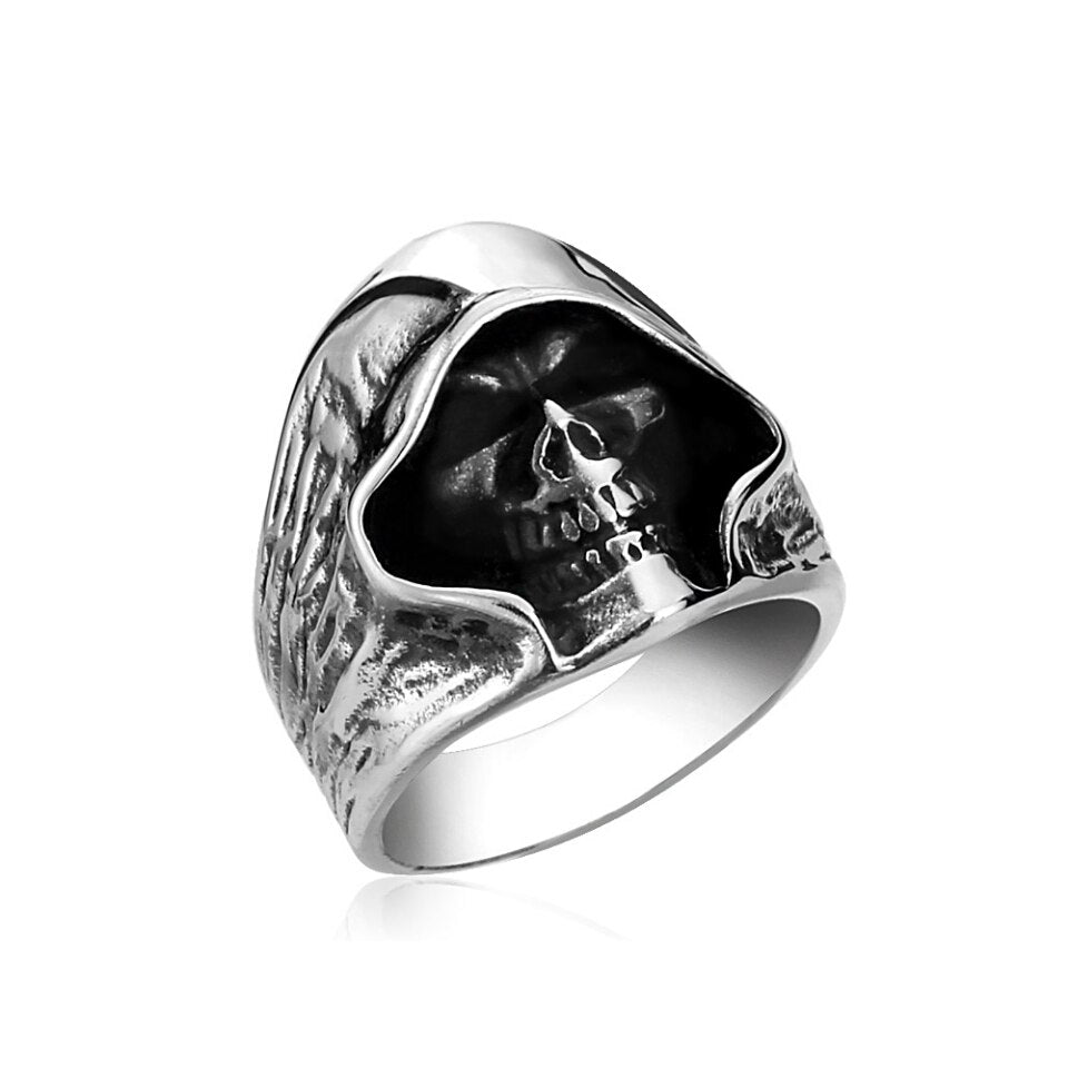 Gothic Vintage Stainless Steel Death Skull Ring For Men