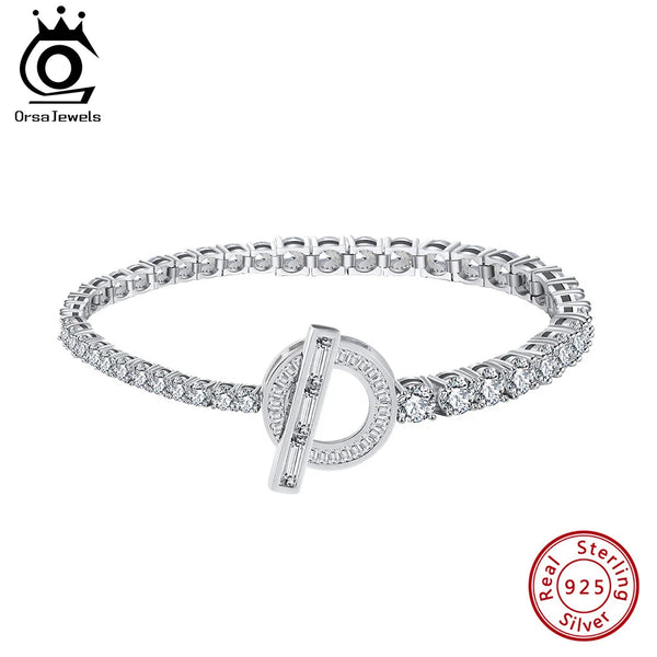 Rhodium 8A Premium Cubic Zirconia Chain Bracelet