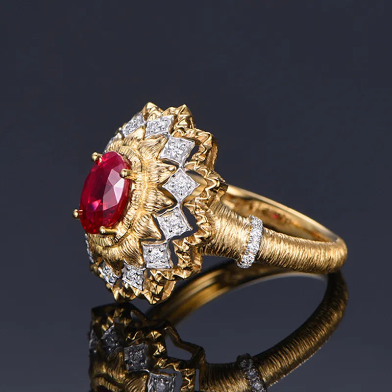 Vintage Luxury Designer Artificial Ruby Rings For Women