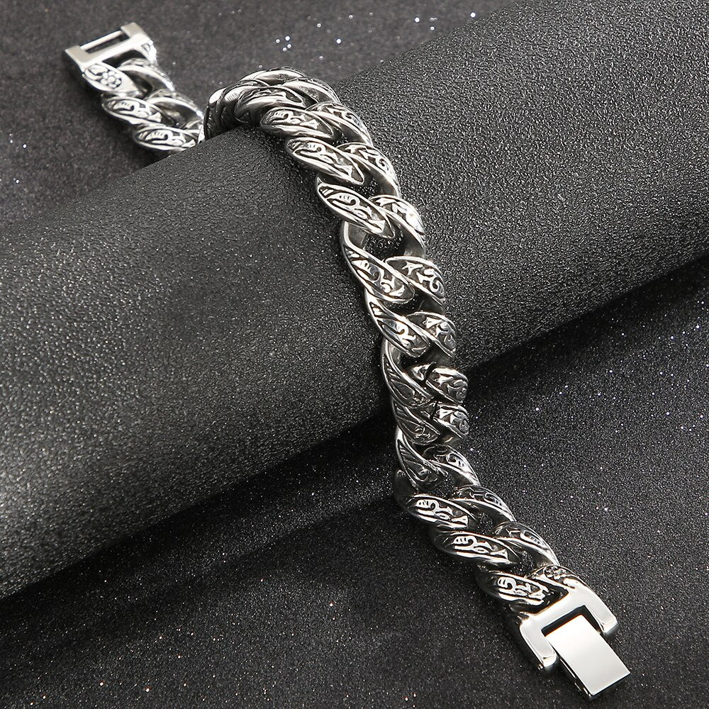 Mens Stainless Steel Curb Cuban Link Chain Bracelet for Men