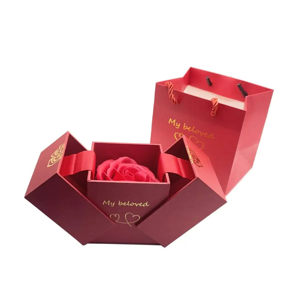 360° Rotation Luxury Flowers Necklace WIth Lift Rose Gifts Box