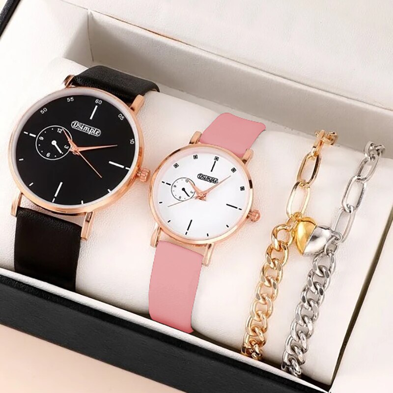 4pcs Set Fashion Simple Lovers Watches Luxury Men Women