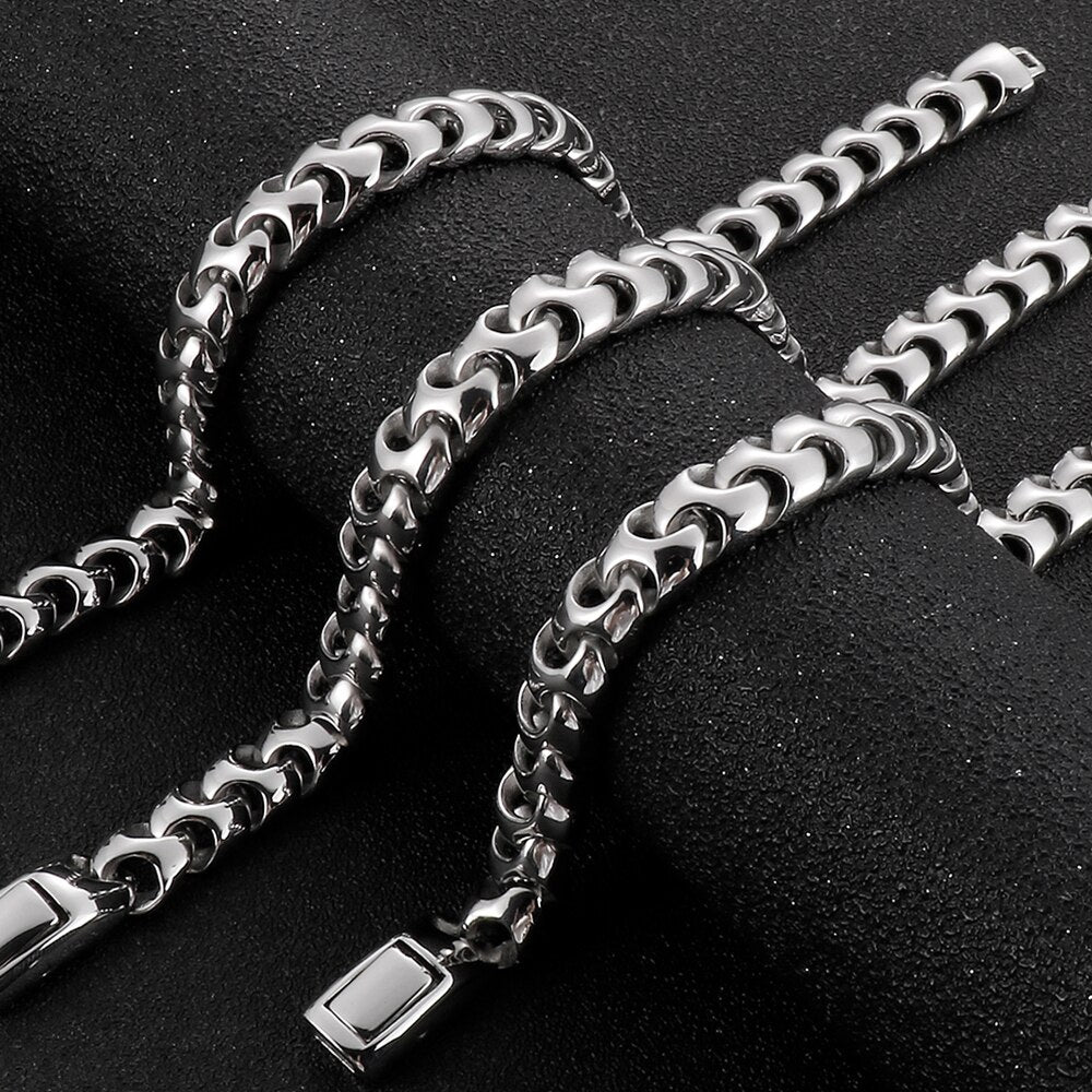 9MM Wide Curb Link Chain Man Bracelet for Men