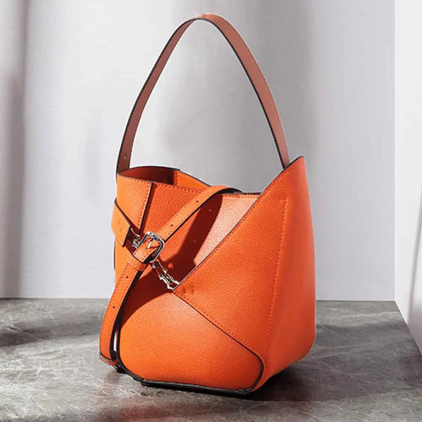 Fashion Genuine Leather Bucket Bag for Women European and American Style Luxury Designer Bags