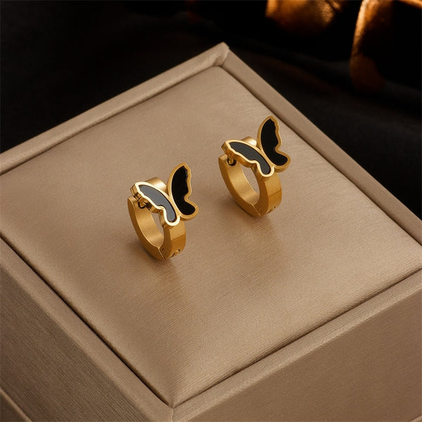 316 Stainless Steel Butterfly Hoop Earrings For Women