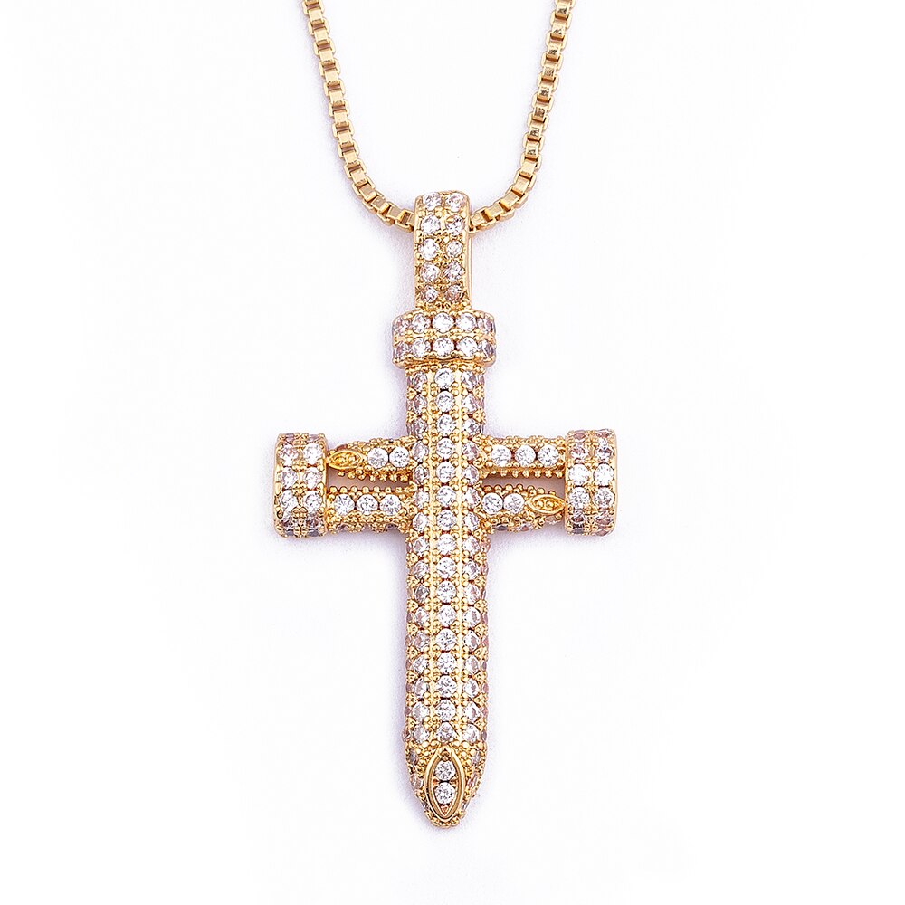 Top Quality Retro Classic Shiny Crystal Cross Necklace Women