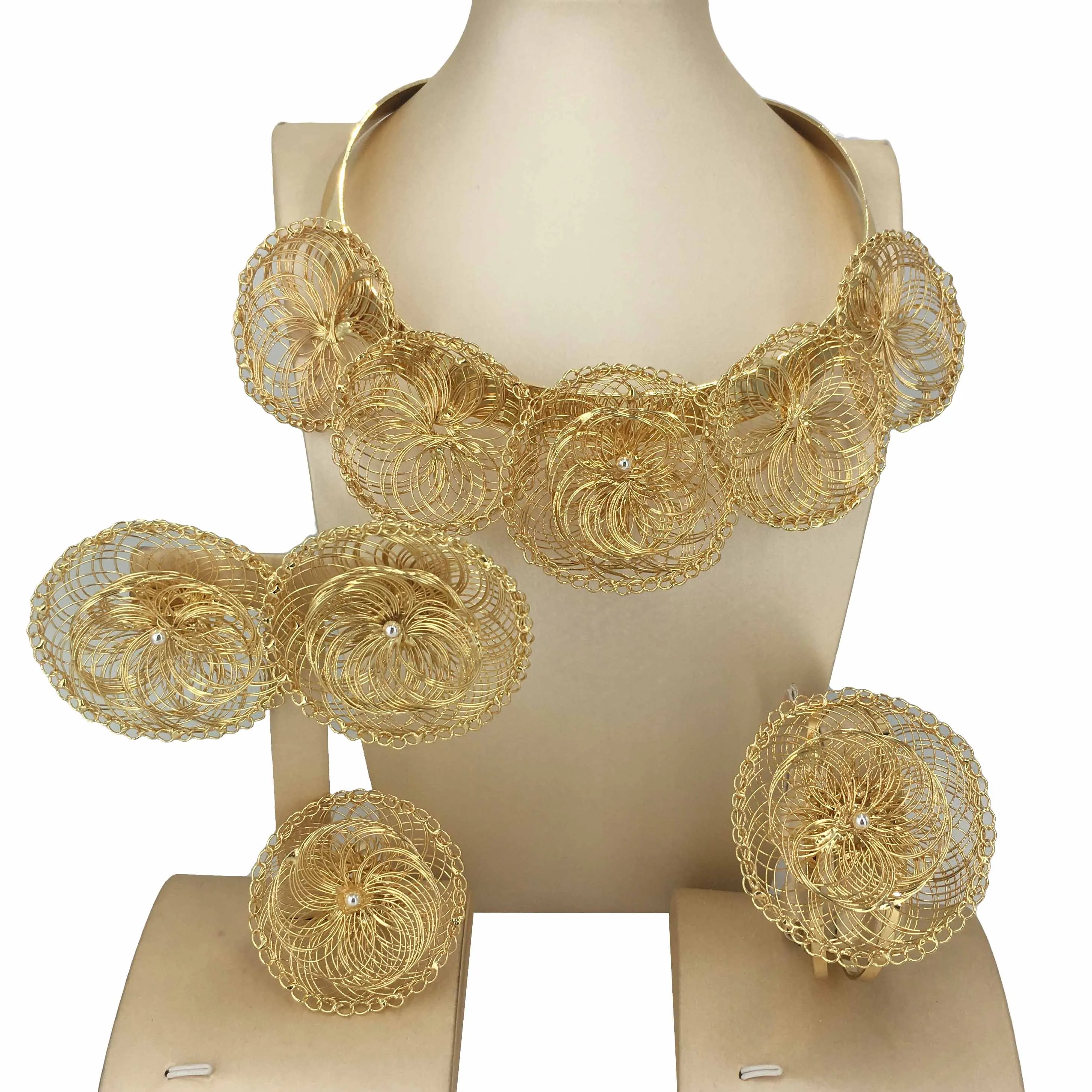 New Design  Brazilian Gold Plated Jewelry Sets Bold Jewelry High Quality Flower Jewelry for Women