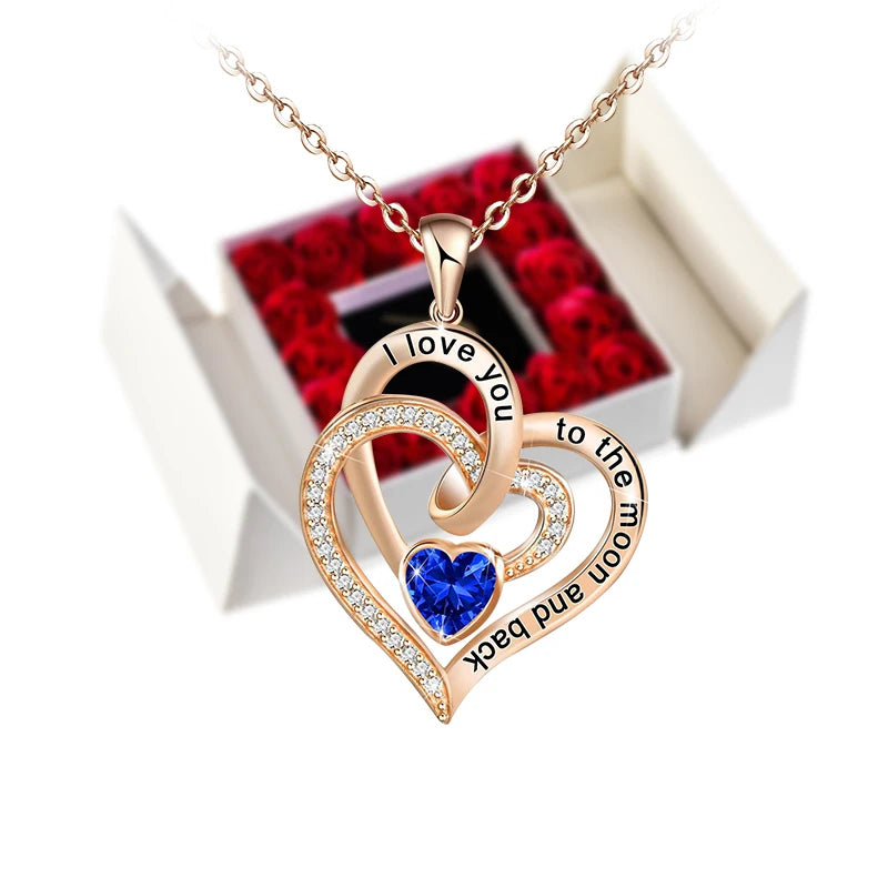 Heart Necklace /w Soap Rose Gift Box for Women