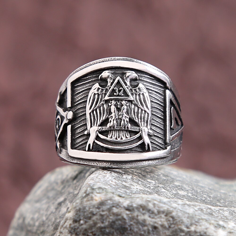 New Vintage 316L Stainless Steel Masonic Symbol Rings