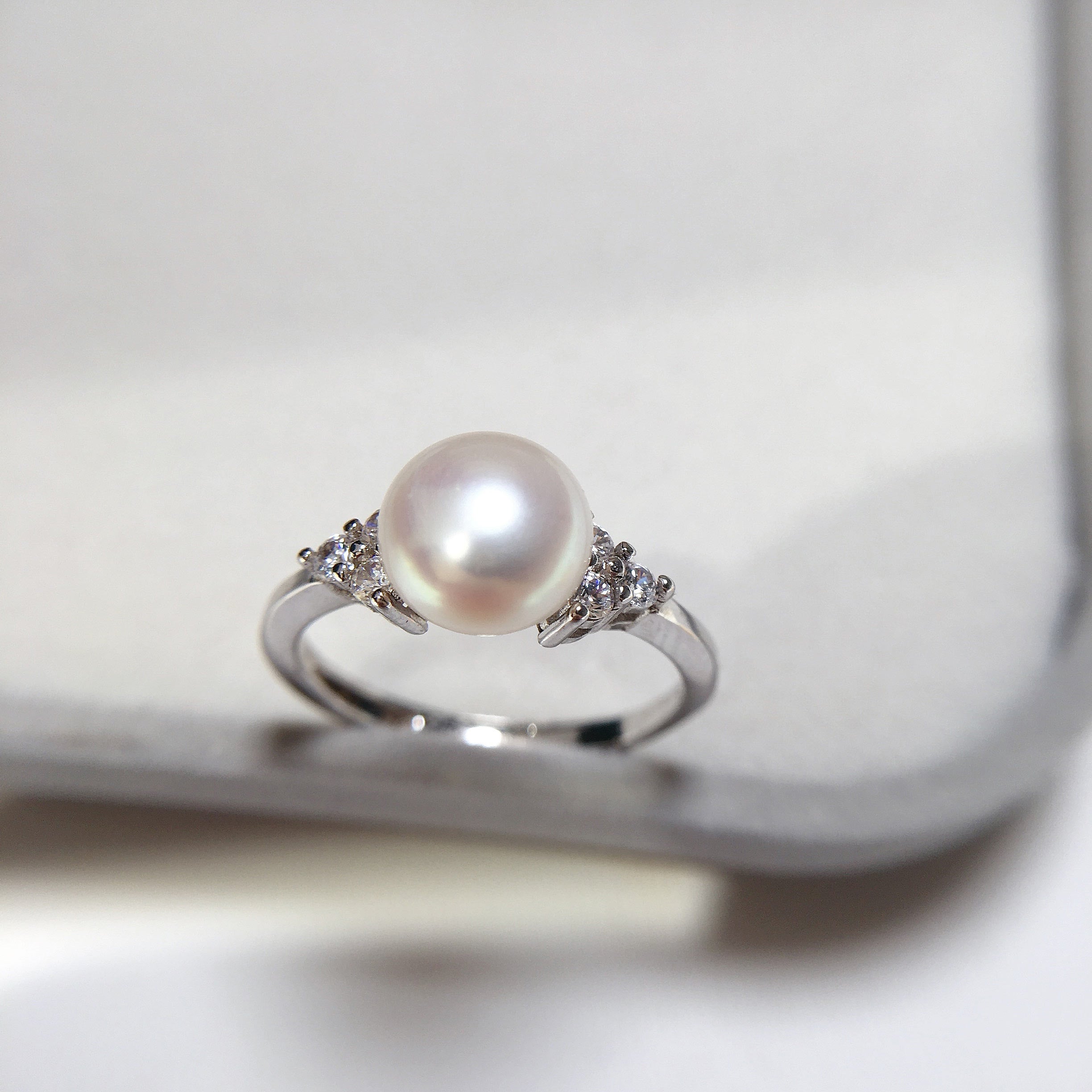 Simple Pearl Ring 100% Real Natural Pearl Gold Silver Color Women