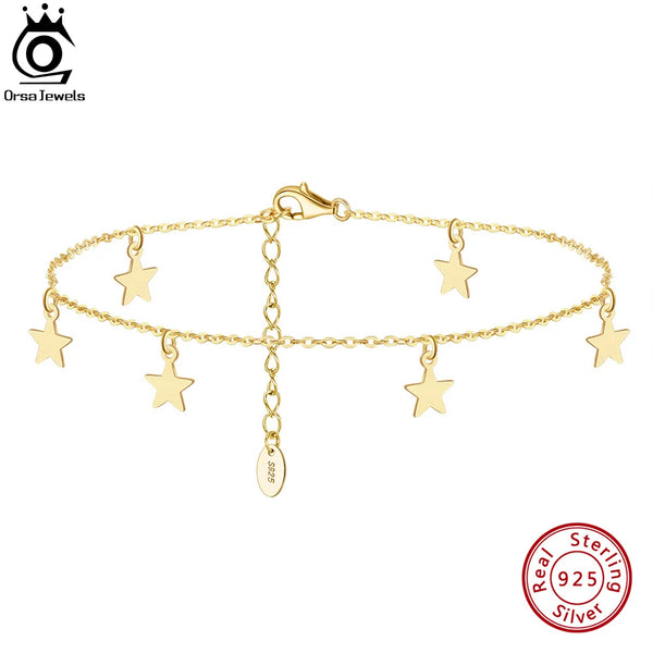 925 Sterling Silver Star Anklets for Women