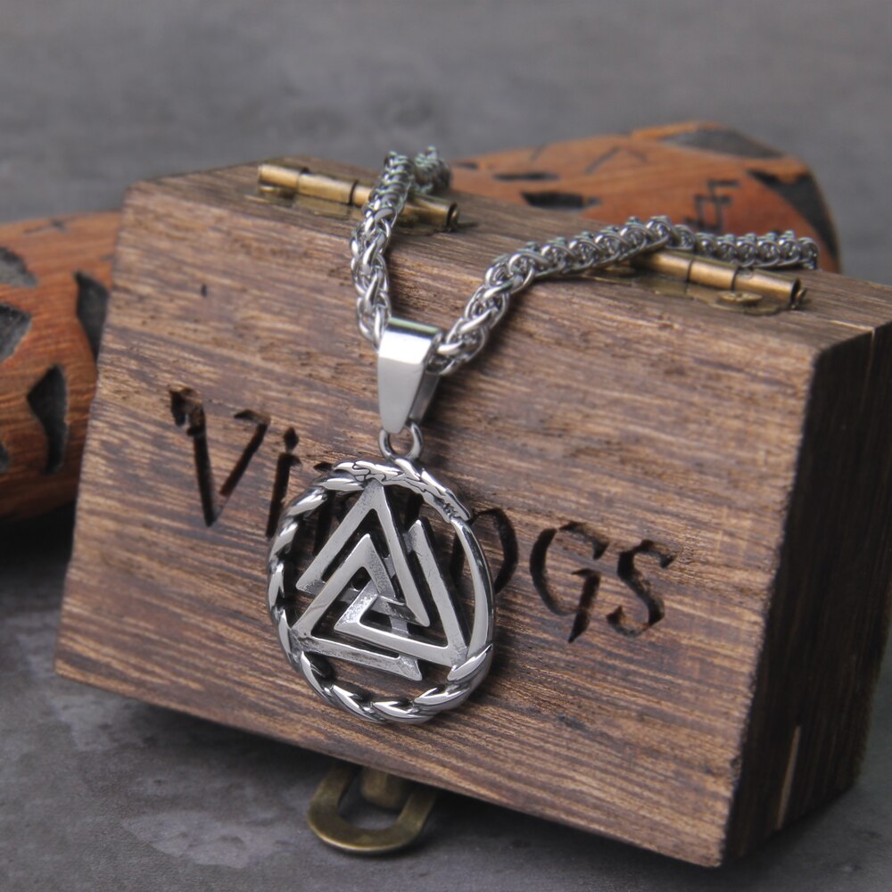 Stainless Steel Viking Necklace - Small Size Ouroboros Pendant