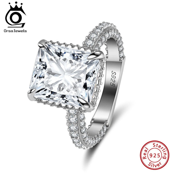 Square Cut 5A Clear CZ Finger Ring