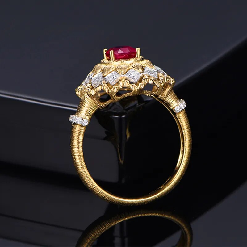 Vintage Luxury Designer Artificial Ruby Rings For Women