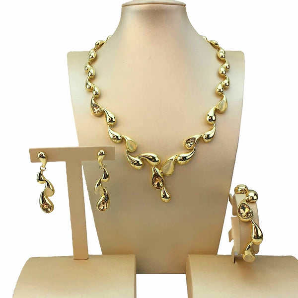 Unique Stones Necklace Dubai Jewelry Sets for Women