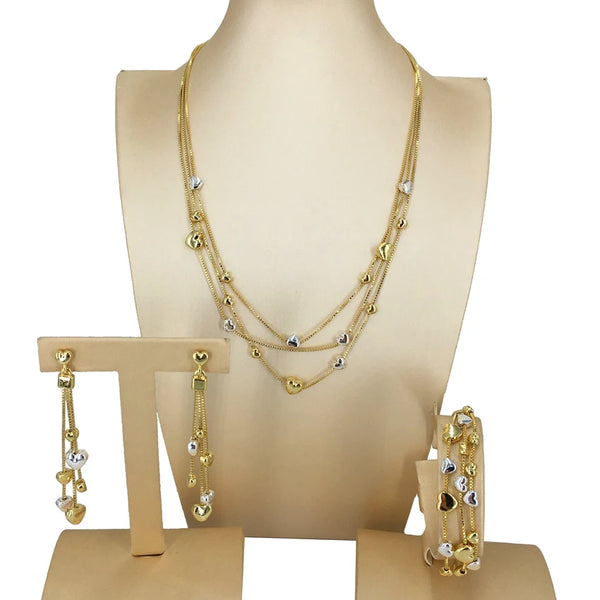 Simple Dubai Jewelry Three Layer Necklace Fine Jewelry Sets for Women