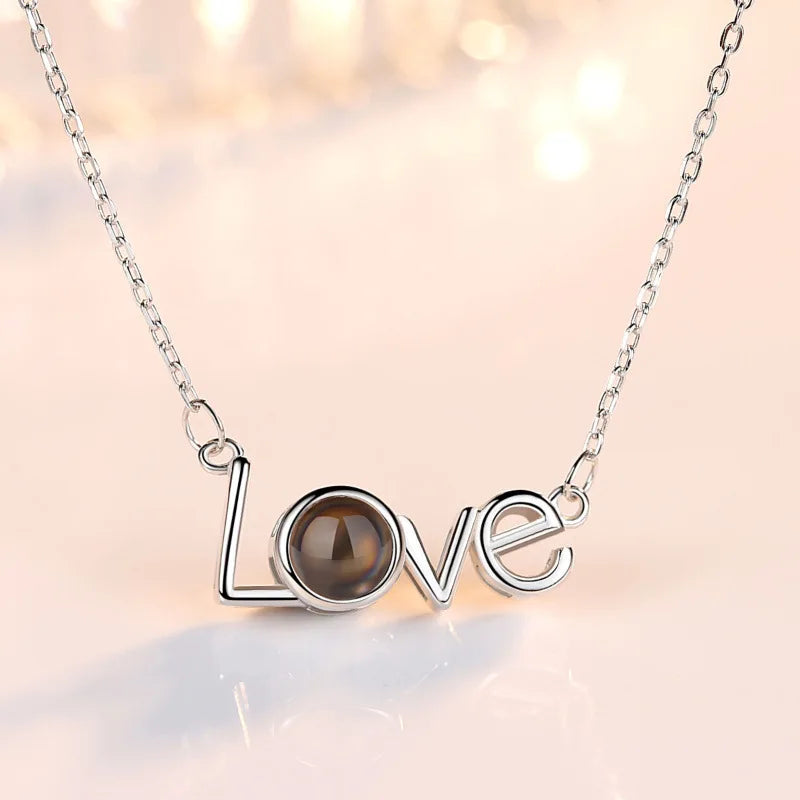 LOVE Projection Necklace 100 Languages I Love You Miniature Sculpture Pendant For Women