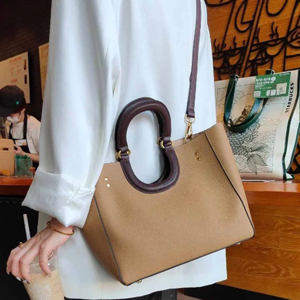 Full of Leather Woman Bags Retro Casual Designer Lady Tote Shoulder Handbag and Purses