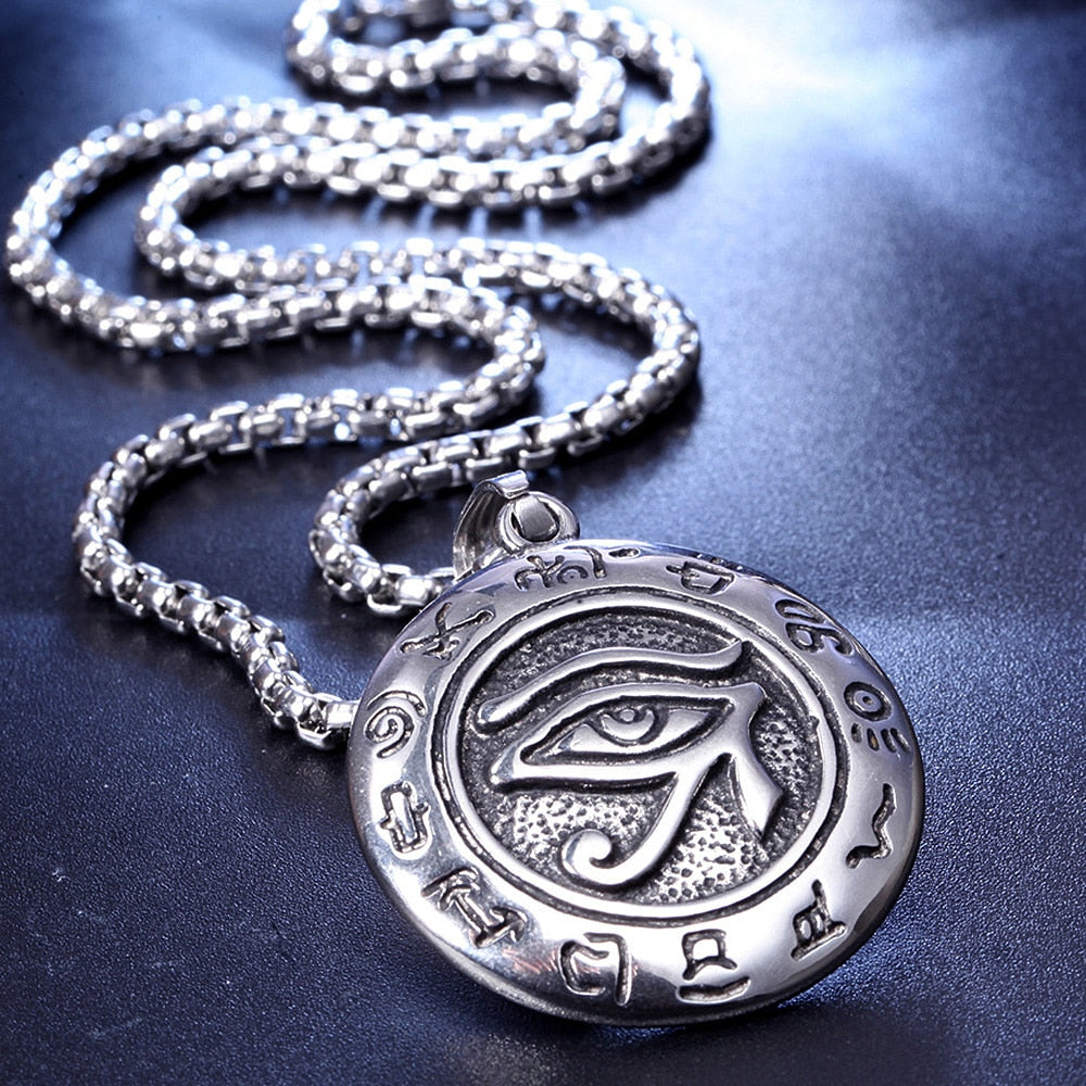 Vintage Men's Egyptian Eye of Horus Pendant Necklace