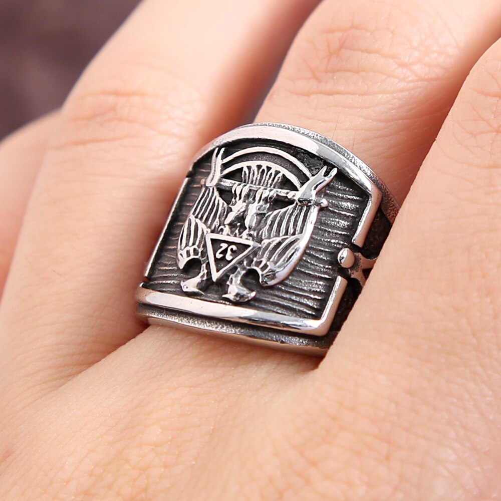 New Vintage 316L Stainless Steel Masonic Symbol Rings