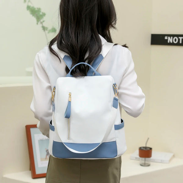 Waterproof Nylon Cloth Women Backpack Fashion Anti-theft Shoulder Bag