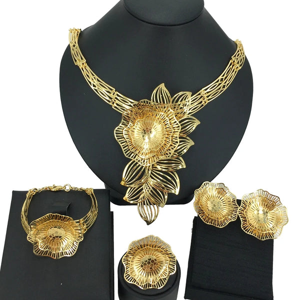 High Quality Brazilian Gold Plated Jewelry Sets for Women Wedding Party Jewelry Gifts