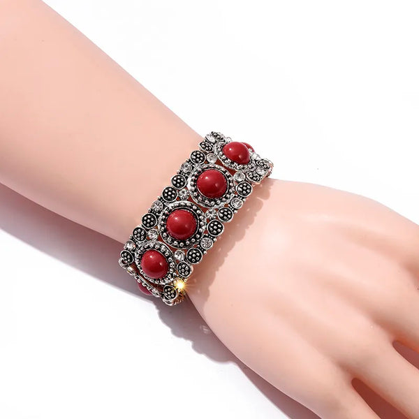 Fashion Boho Red Bead Elastic Bracelet & Bangle for Women