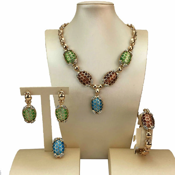 Fashion Colorful Stones Jewelry Sets  Unique Necklace for Women