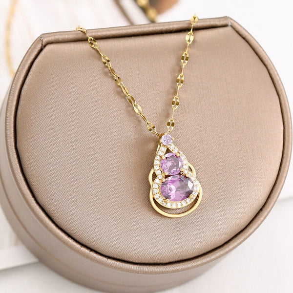 316L Stainless Steel Necklace Mysterious Purple Gourd Pendant Necklaces