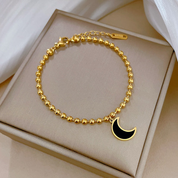 Gold Color Charm Moon Pendant Bracelet for Women Wedding Jewelry Party Gifts