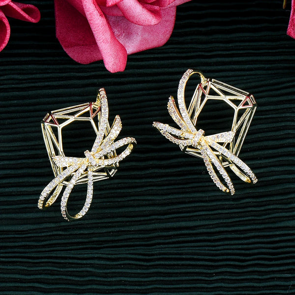 New Romantic Shiny DIY Bowknot Square Hollow Earrings For Women