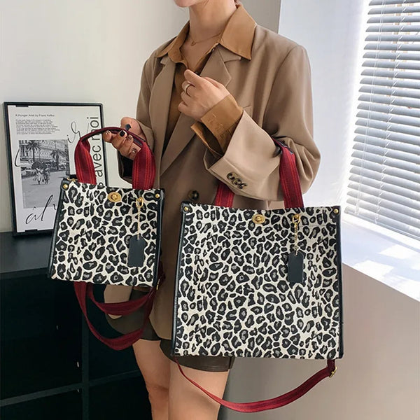 Women's Vintage Shoulder Bags Leopard Print Fashion Commuter Tote Bag