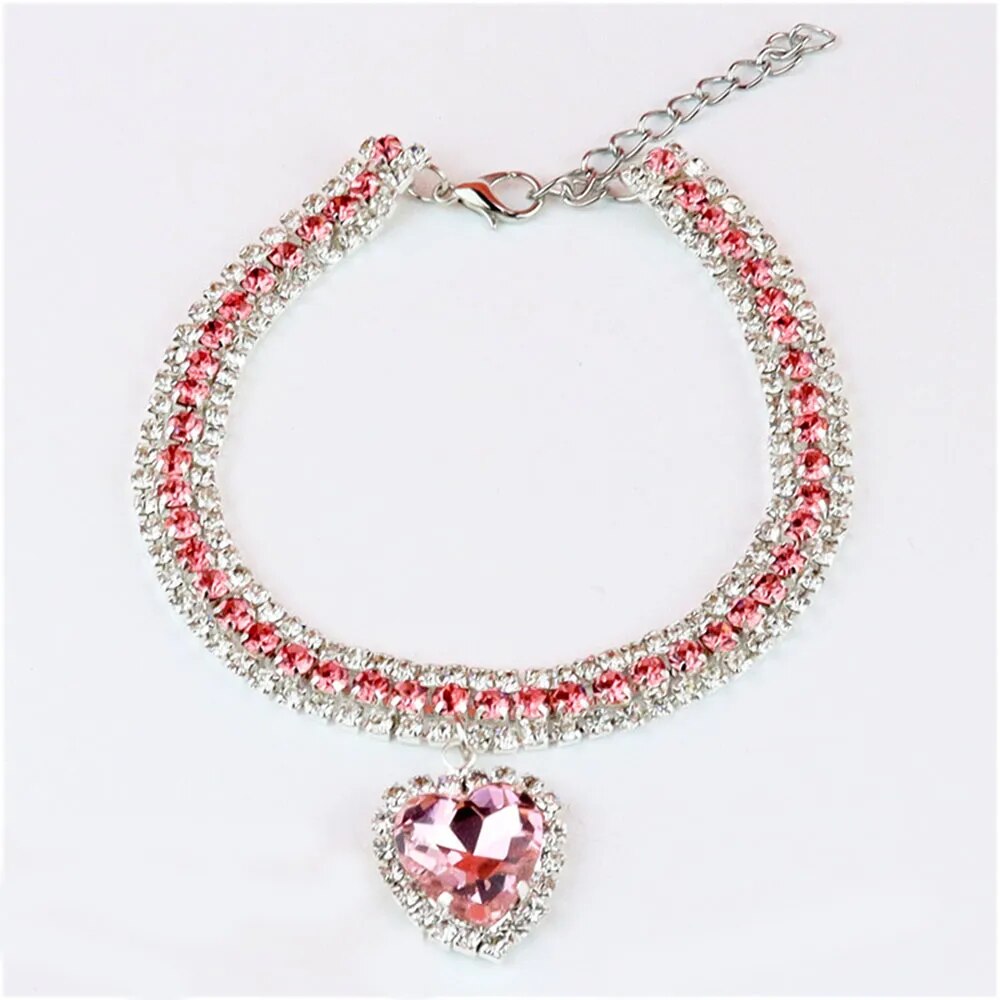 Cat Rhinestone Diamante Collar Necklace for Kitten Cute Bling Pet Accessories