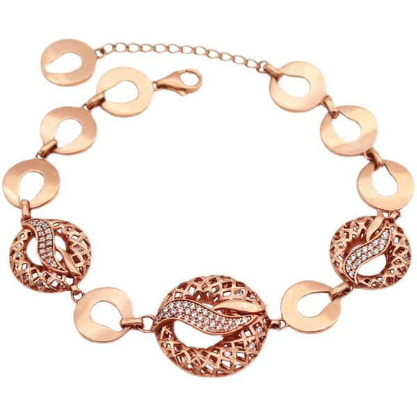 585 Purple Gold Plated 14K Rose Gold Crystal Openwork Round Bracelet for Women