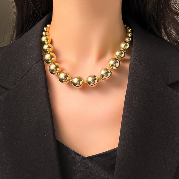 Exaggerated CCB Material Large Round Ball Beads Choker Necklace For Women