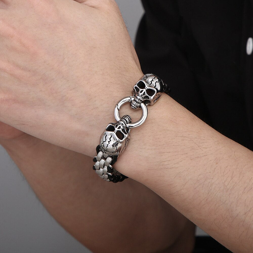 Goth Skull Lion Head Chain Man Bracelet Homme For Men