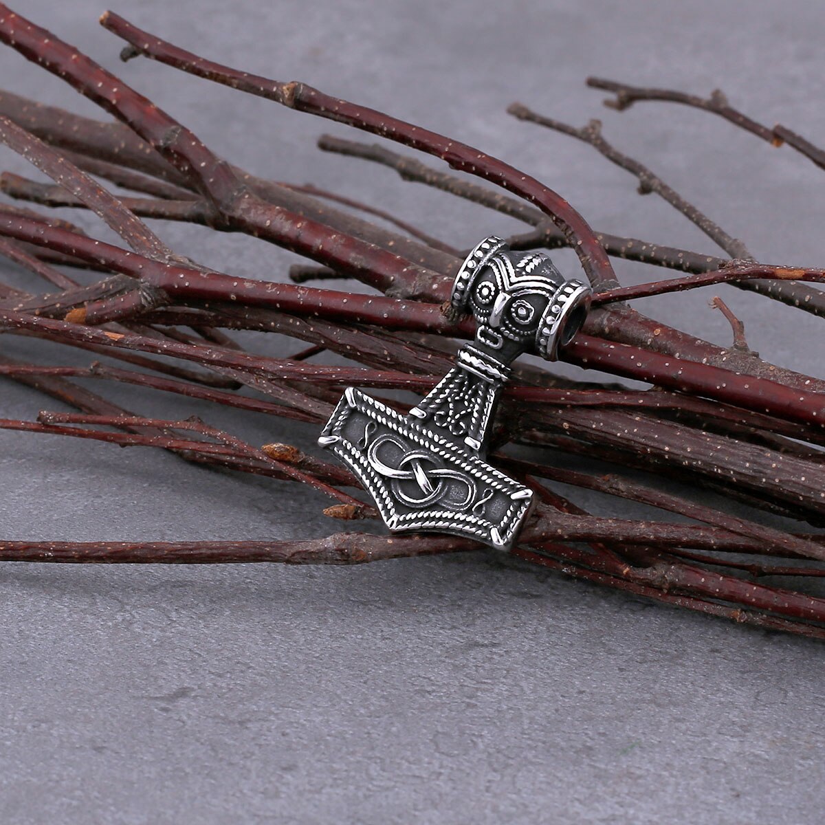 Vintage Nordic Celtic Anchor Necklace Men's Fashion Rune Amulet Stainless Steel Pendant