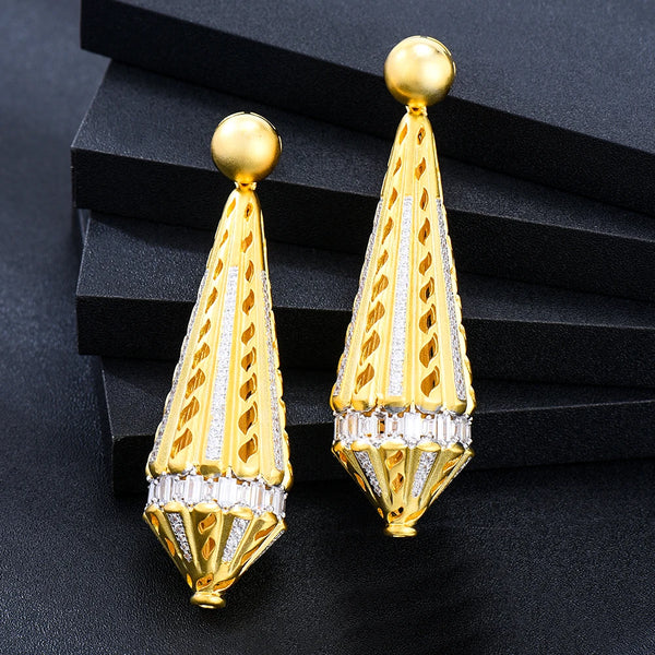 Gorgeous Luxury Geometric Sector Earrings For Women Wedding Party Earrings Jewelry