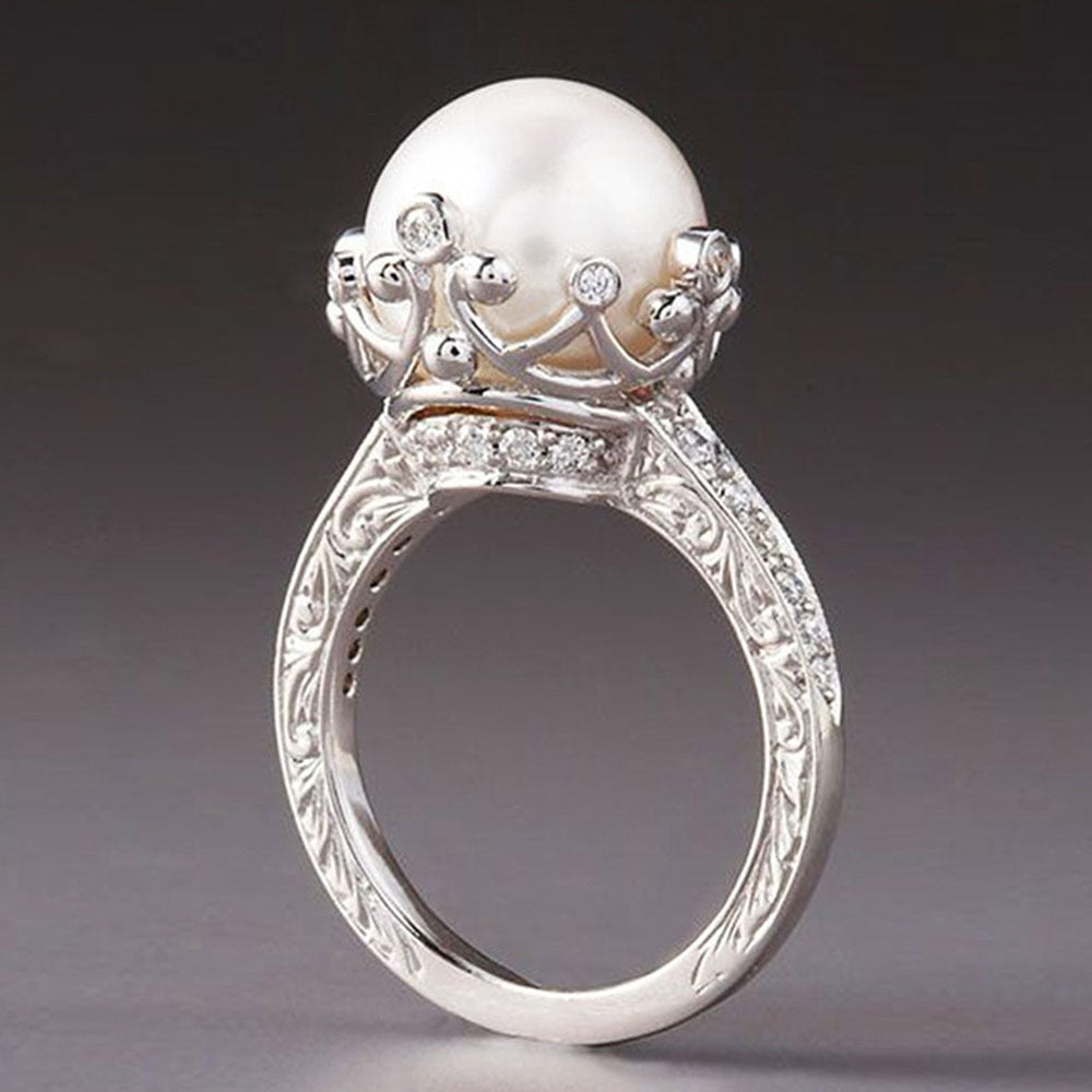 Fashion Luxury Simulated Pearl Engagement Rings for Women