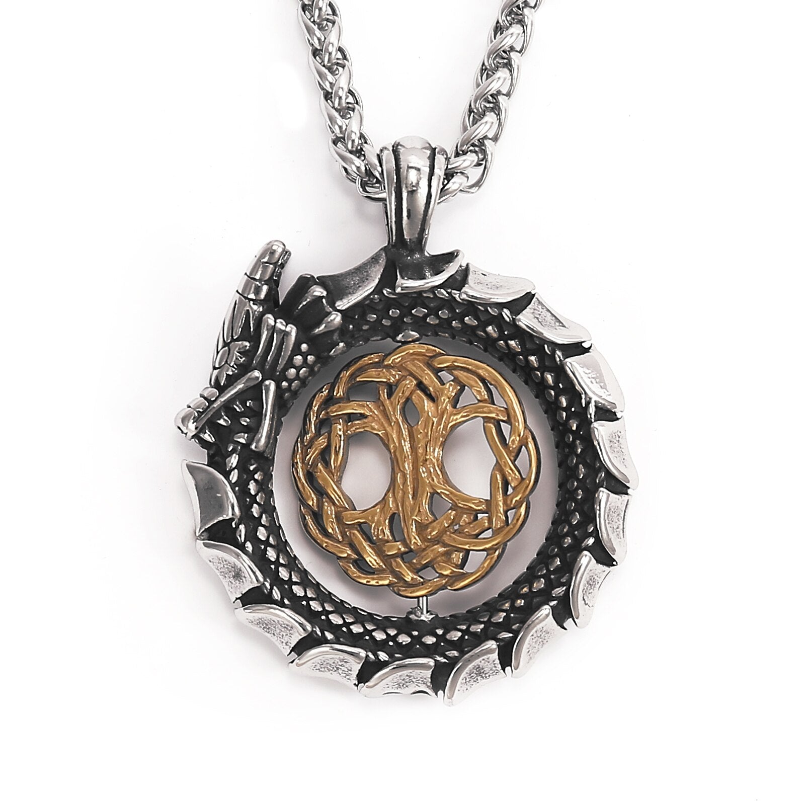 Jormungandr Surrounds Yggdrasil Rotating Pendant