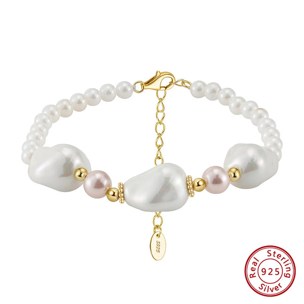 Gold Irregular Shell Pearl Chain Bracelet Pearls Original Bracelet for Women