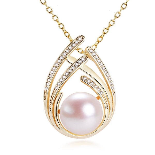 Natural Freshwater Pearl Pendant Creative Exquisite 14K Gold Plated Necklace