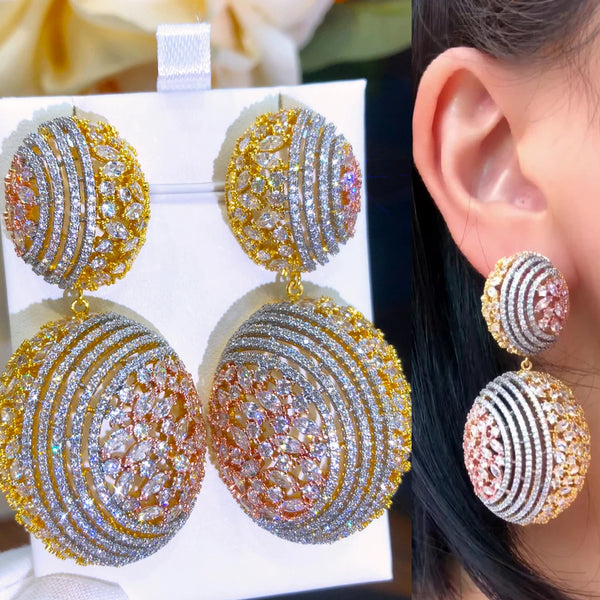 Luxury Gorgeous Big Round Earrings for Women Bridal Wedding Daily Party Show Earring