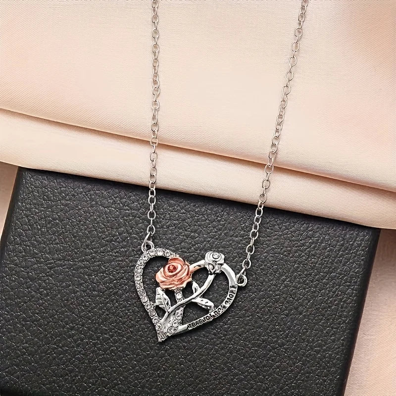 I Love You Forever Necklace With Rose Gift Box For Girlfriend Momther Birthday Christmas Romantic Gift